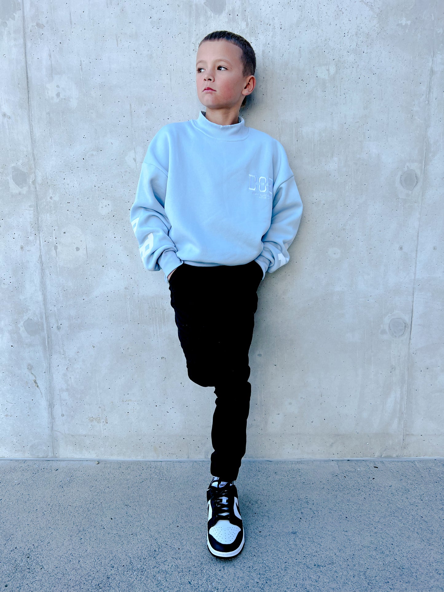 Powder Bleu Mock Neck Jumper